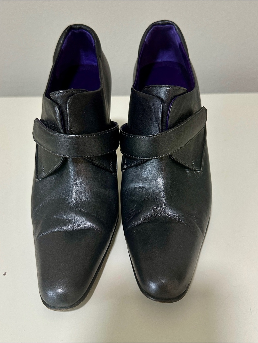 Ralph Lauren Black Leather Pointed-Toe Heeled Shoes Size 8.5